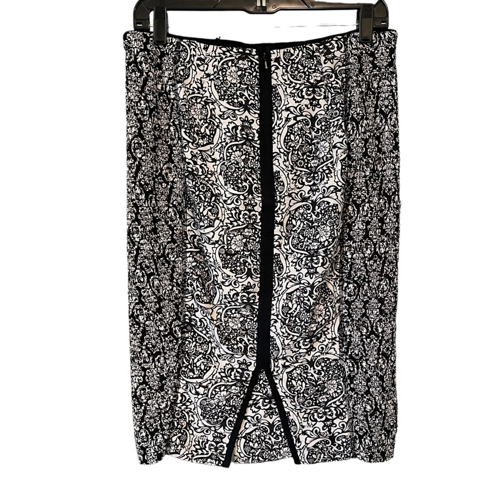 Beguile by Byron Lars Lasercut Pencil Skirt Black Cream Anthropologie, Sz 6 - Picture 5 of 13